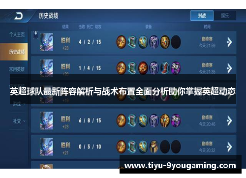 英超球队最新阵容解析与战术布置全面分析助你掌握英超动态 英超球队最新阵容解析与战术布置全面分析助你掌握英超动态