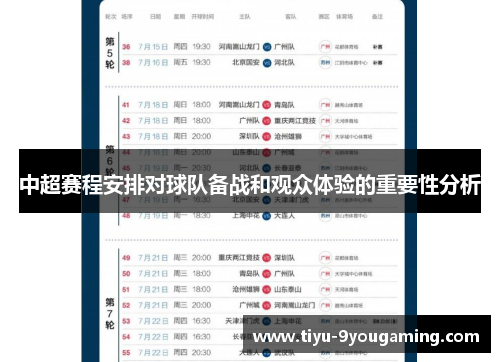 中超赛程安排对球队备战和观众体验的重要性分析